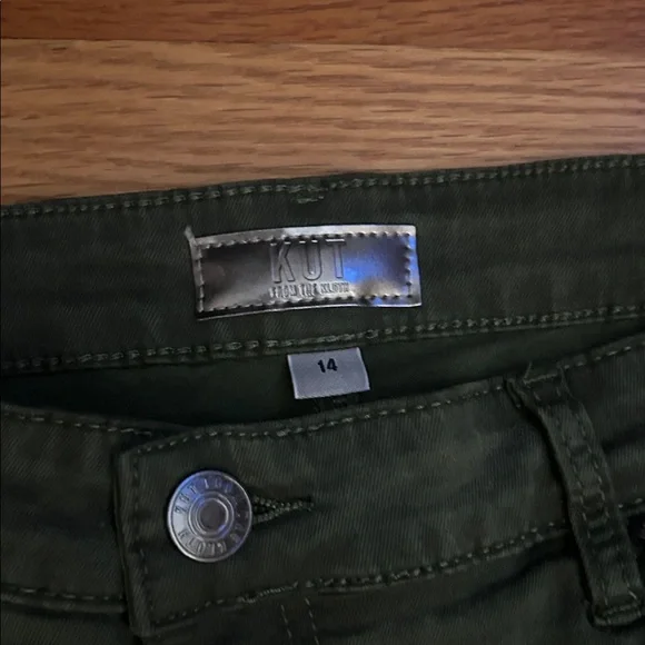 Kut from the Kloth Olive Green Skinny Jeans Amy 14 - Picture 2 of 6
